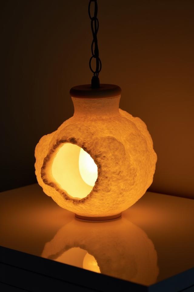 Skulpturel keramisk lampe med blødt lys